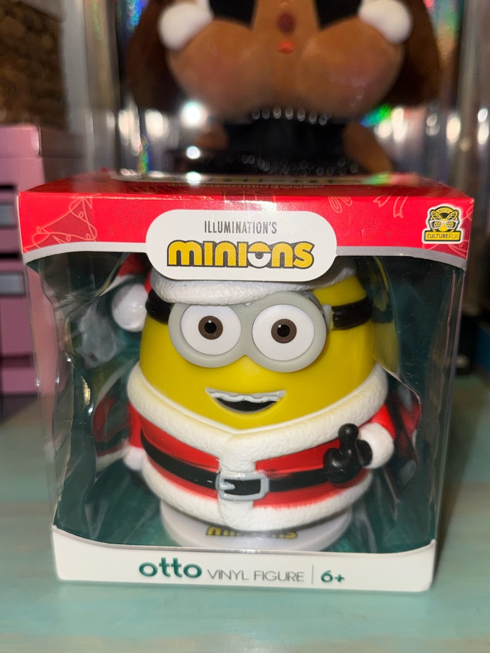 Minions Otto Vinyl Figure - Yellow/Red Holiday Outfit - CultureFly